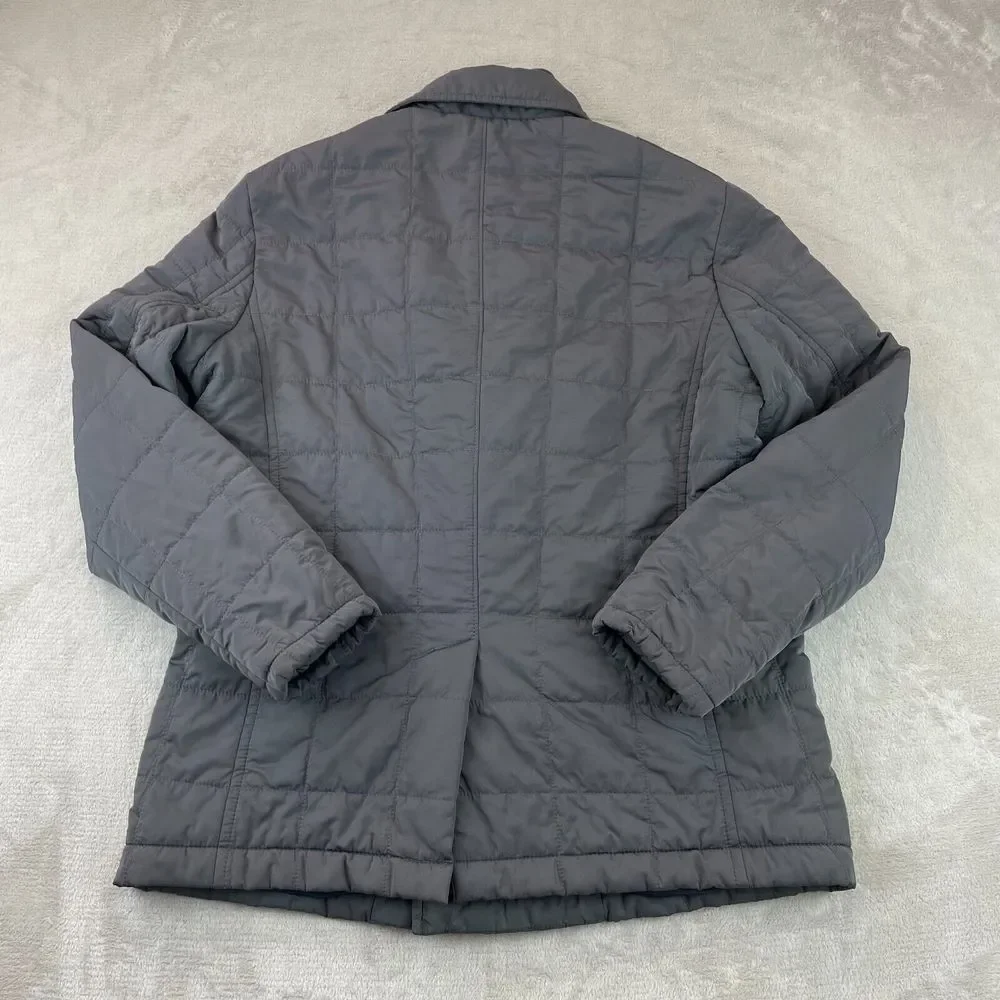 Banana Republic Jacket Men Medium Charcoal Gray Full Zip Mock‎ Neck Quilted LS
